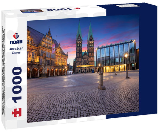 Noah Jigsaw Puzzle Bremen, Germany. Cityscape of the Hanseatic city of Bremen, Germany with historic market square, Bremen Cathedral and town hall at summer sunrise 1000 pieces