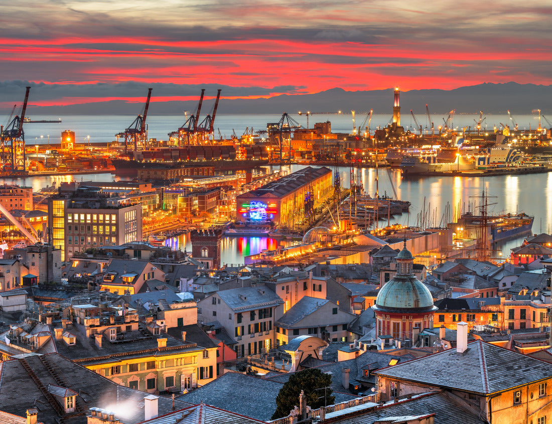 Noah Jigsaw Puzzle Genoa, Italy skyline in the city center at the harbor at sunset 1000 pieces