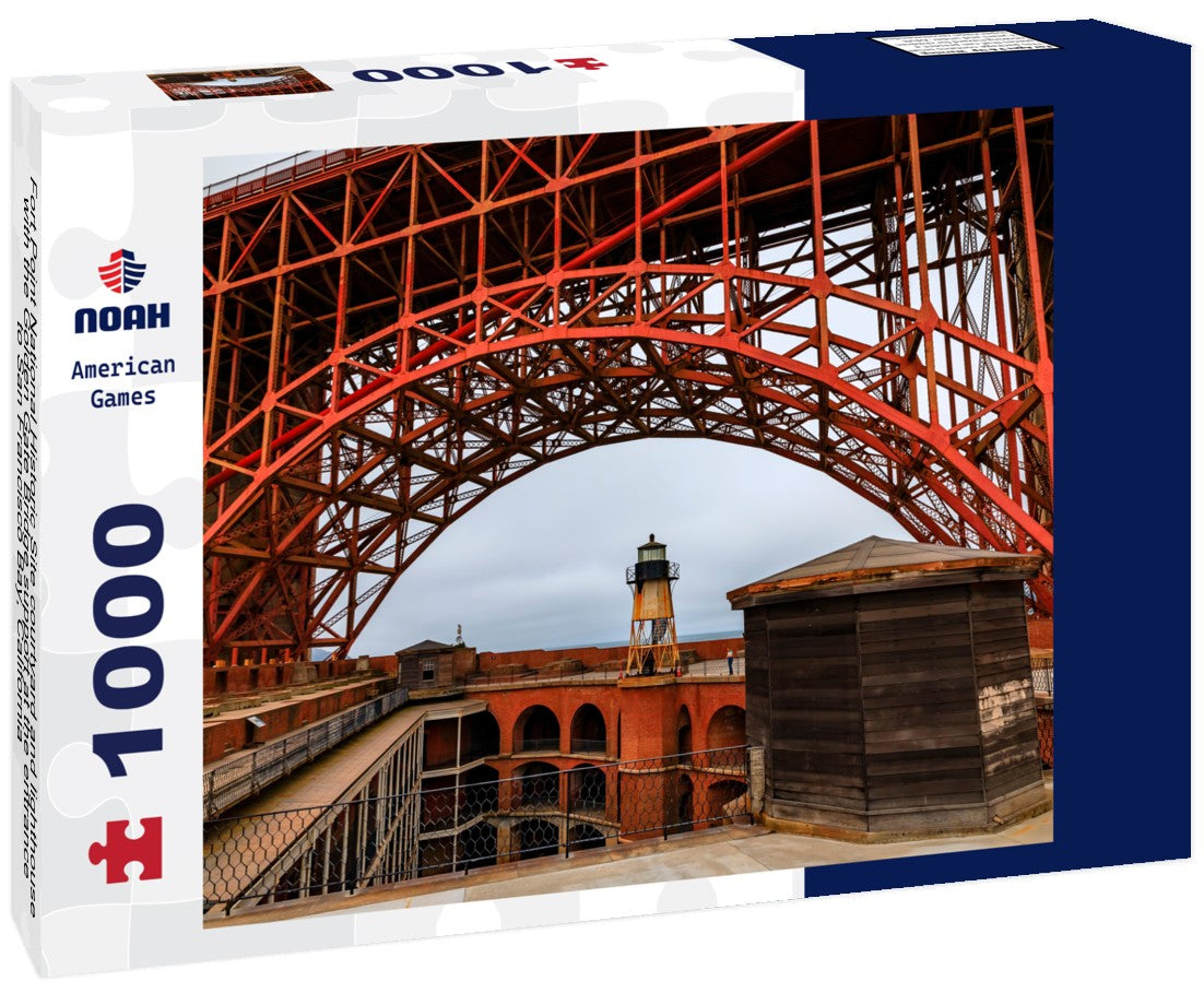 Noah Jigsaw Puzzle Fort Point National Historic Site courtyard and lighthouse with the Golden Gate Bridge support at the entrance to San Francisco Bay, California 1000 pieces