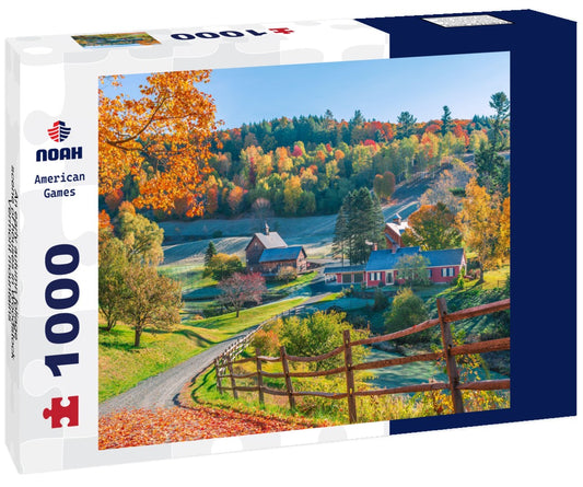 Noah Jigsaw Puzzle An early autumn foliage scene of houses in Woodstock, Vermont mountains 1000 pieces