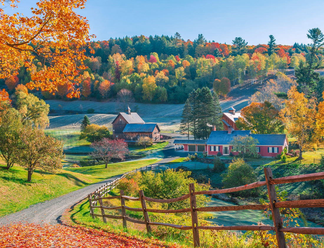 Noah Jigsaw Puzzle An early autumn foliage scene of houses in Woodstock, Vermont mountains 1000 pieces