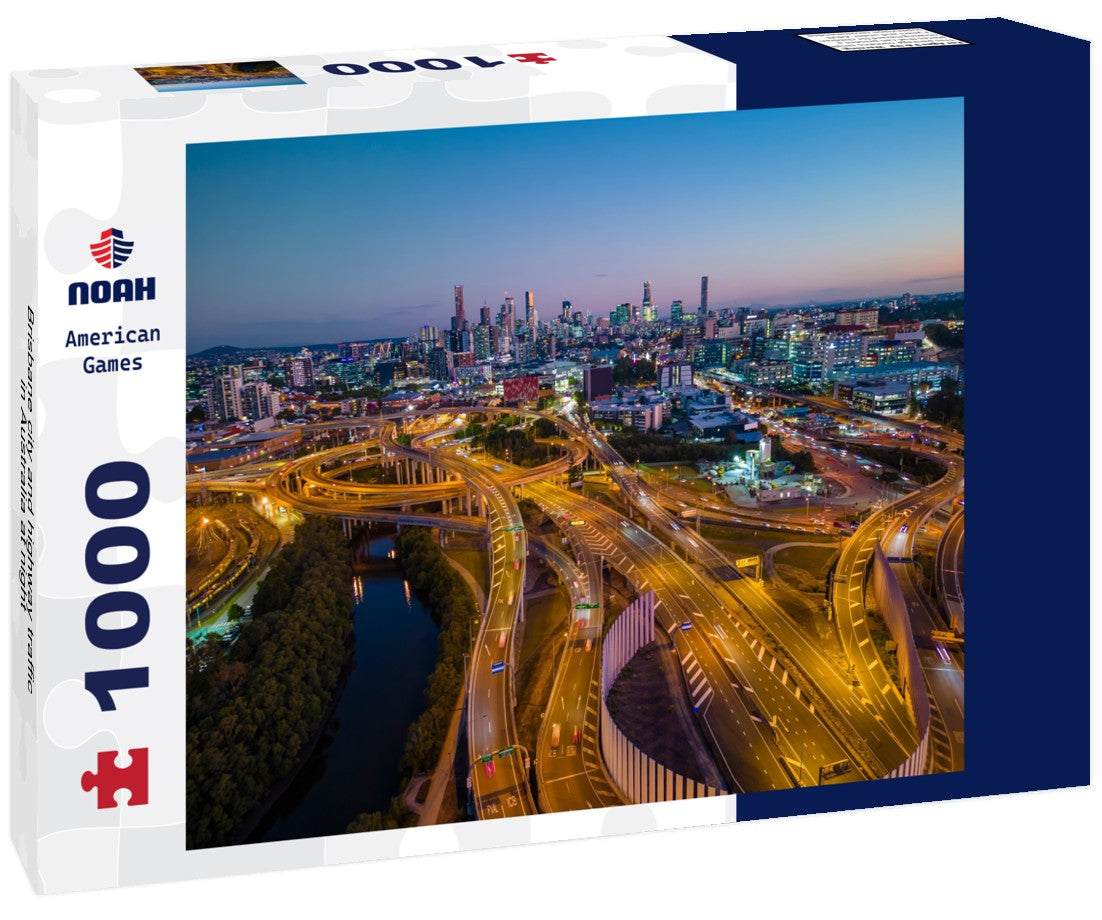 Noah Jigsaw Puzzle Brisbane city and highway traffic in Australia at night 1000 pieces
