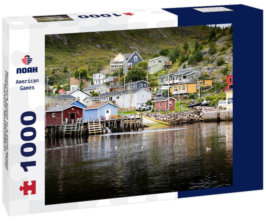 Noah Jigsaw Puzzle Boat-dock scene in a small fishing village in Atlantic Canada at Petty Harbour Newfoundland 1000 pieces