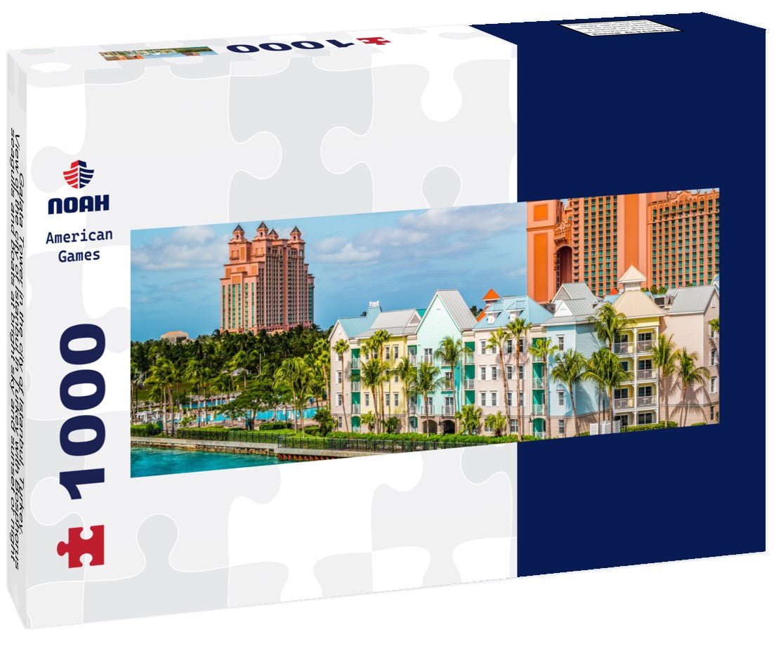 Noah Jigsaw Puzzle Galata Tower in the city of Istanbul, Turkey. View of the city of Istanbul in Turkey with Bosphorus, seagulls and boats at bright sky and sunset or night Panorama 1000 Pieces