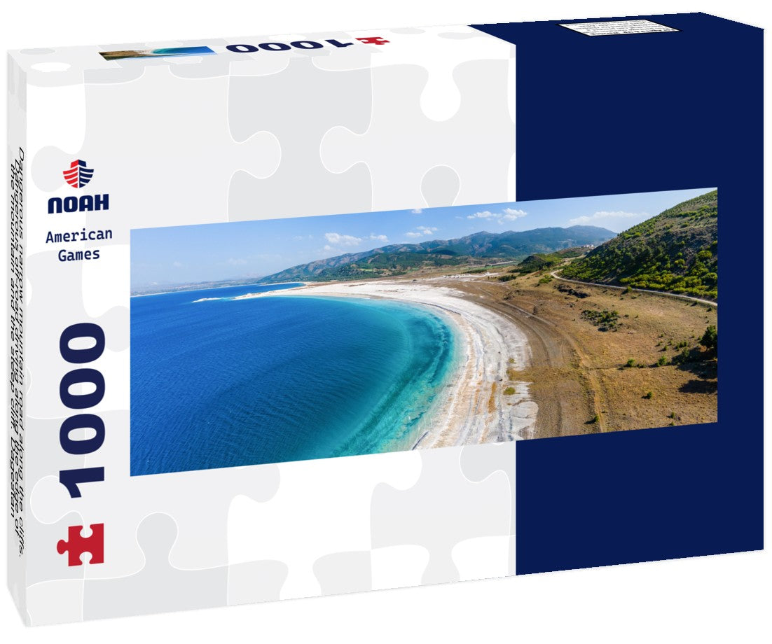 Noah Jigsaw Puzzle Dangerous narrow mountain road along the cliffs. Dangerous off-road driving along the edge of the mountain and the steep cliff. Dagestan Panorama 1000 Pieces