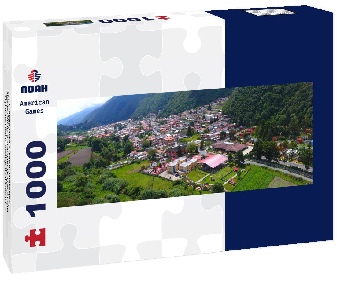 Noah Jigsaw Puzzle Gorge with Granni waterfall. Waterfall in a narrow gorge in the Thjorsardalur valley in Iceland Panorama 1000 Pieces