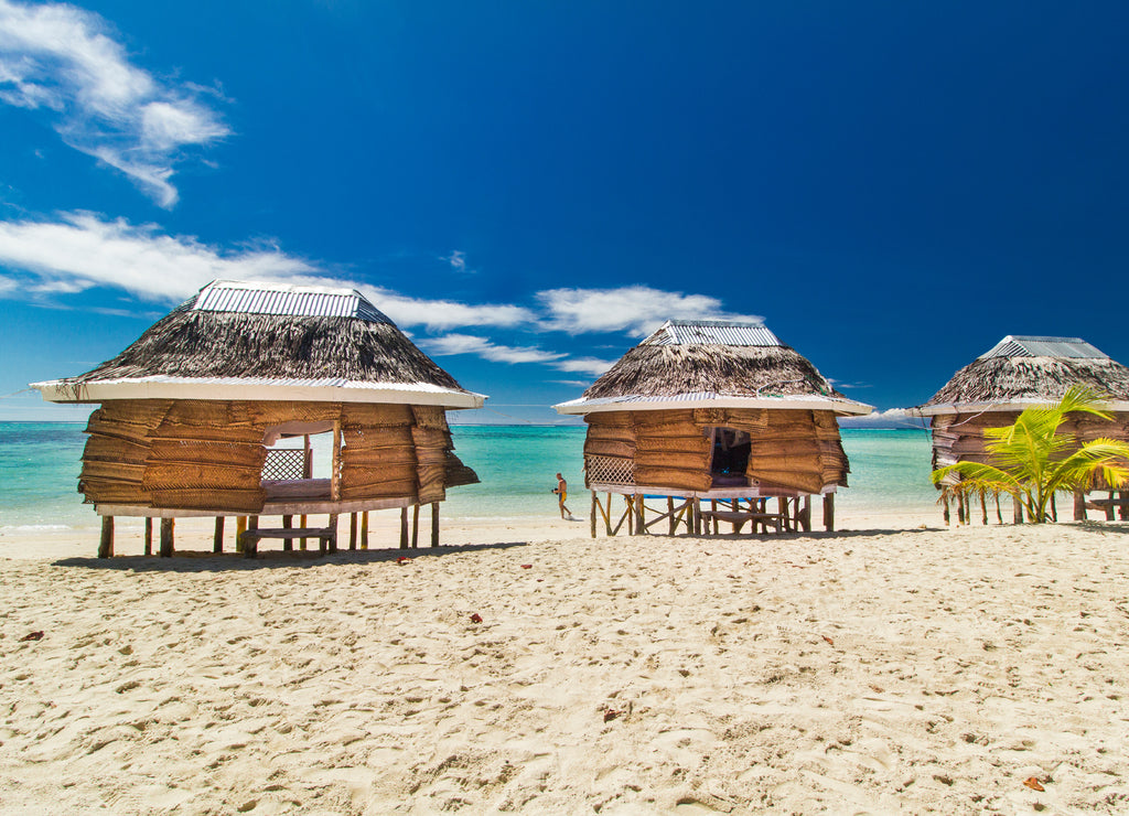 Samoan fale bungalow at the beach in samoa savaii lano beach
