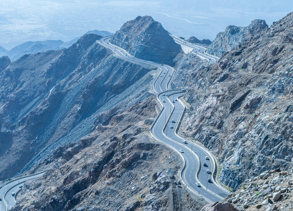 Al Hada Mountain in Taif City, Saudi Arabia with Beautiful View of Mountains and Al Hada road inbetween the mountains