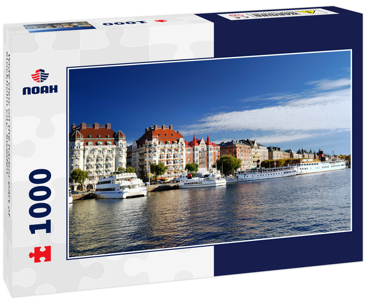 Wide view on the harbor part of Stockholm city. Sweden