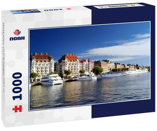 Wide view on the harbor part of Stockholm city. Sweden