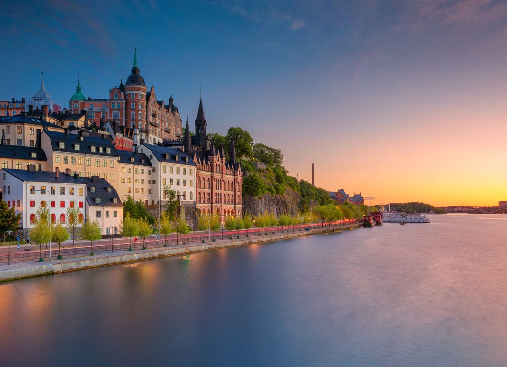 Stockholm. Image of old town Stockholm, Sweden during sunset