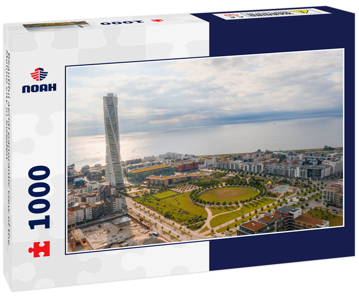 Beautiful aerial panoramic view of the Malmo city in Sweden