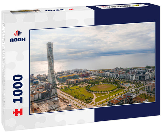 Beautiful aerial panoramic view of the Malmo city in Sweden