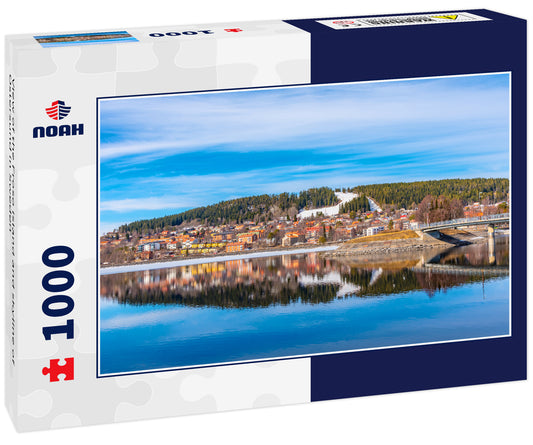 View of the Froso island and skyline of Ostersund in Sweden