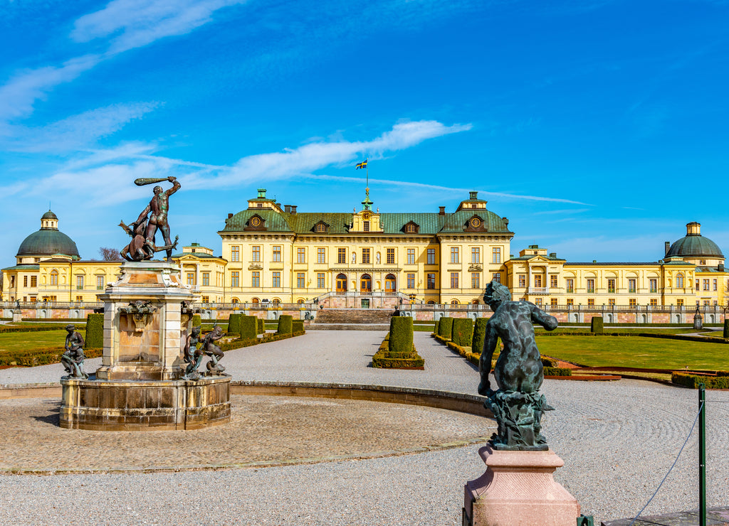 Drottningholm Palace viewed from the royal gardens in Sweden
