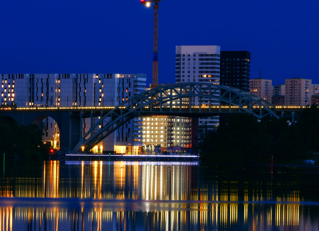 Stockholm, Sweden The neighborhood of Liljeholmskajen at night