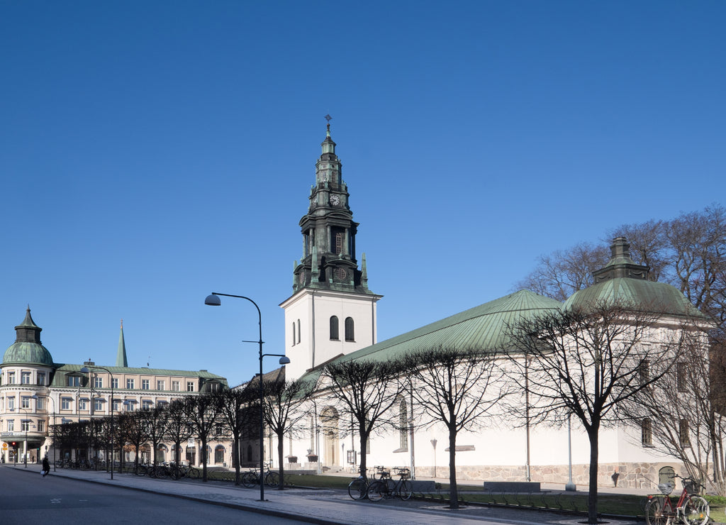 Church of Saint Lars in Linkoping, Sweden on a sunny day with blue sky