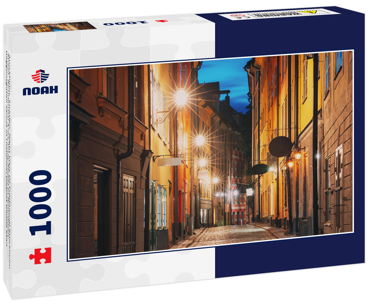 Stockholm, Sweden. Night View Of Traditional Stockholm Street. Residential Area, Cozy Street In Downtown. Baggensgatan Street In Historical District Gamla Stan