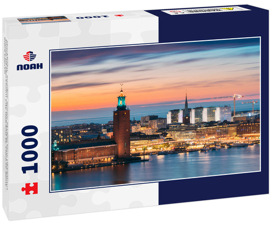 Stockholm, Sweden. Scenic Skyline View Of Famous Tower Of Stockholm City Hall And St. Clara Or Saint Klara Church