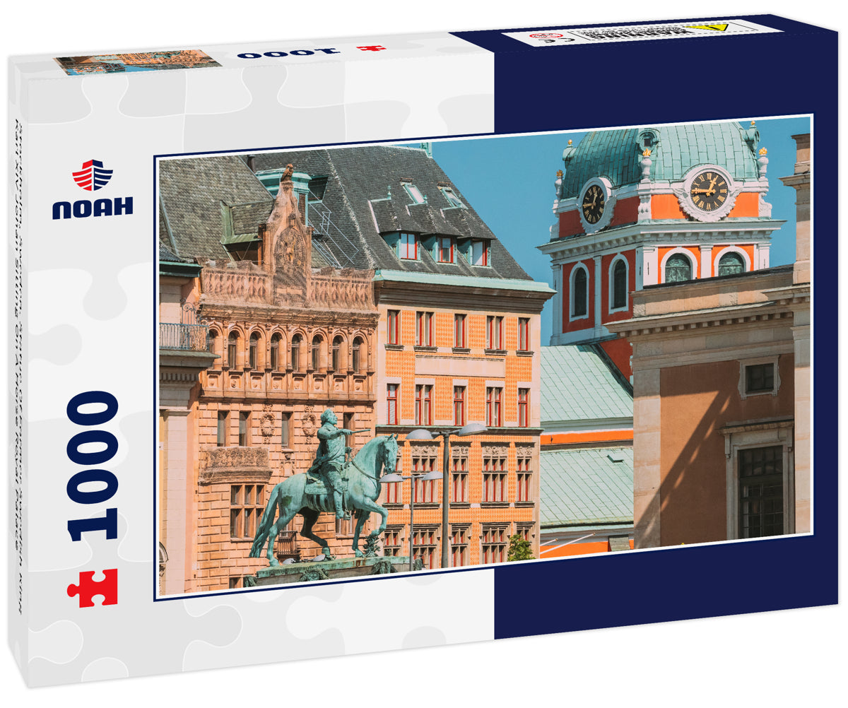 Stockholm, Sweden. Statue Of Former Swedish King Karl XIV Johan Sitting On A Horse Royal Palace