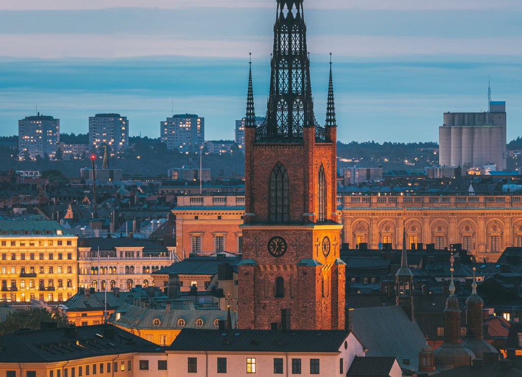 Stockholm, Sweden. Scenic View Of Stockholm Skyline At Summer Evening