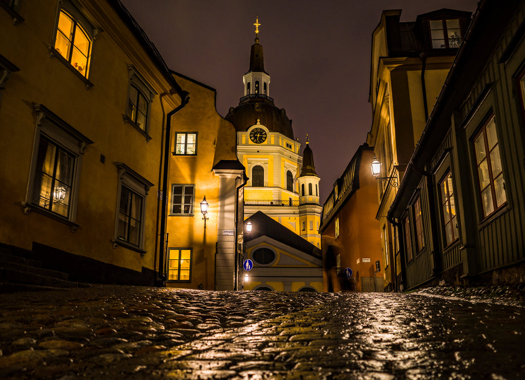 Stockholm, Sweden The Katarina Church at night on Katarina Kyrkobacke on Sodermalm