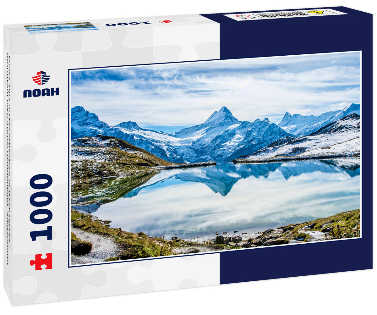 Swiss alps water reflection in Bachalpsee - mountain lake above Grindelwald, Switzerland