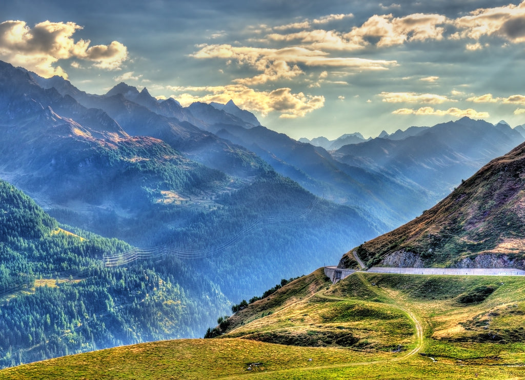 Mountains near St. Gotthard Pass in Swiss Alps