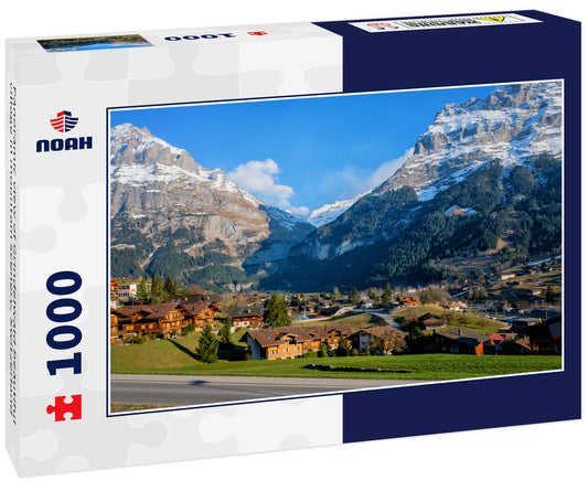 Panoramic view of Grindelwald beautiful village in mountain scenery, Switzerland