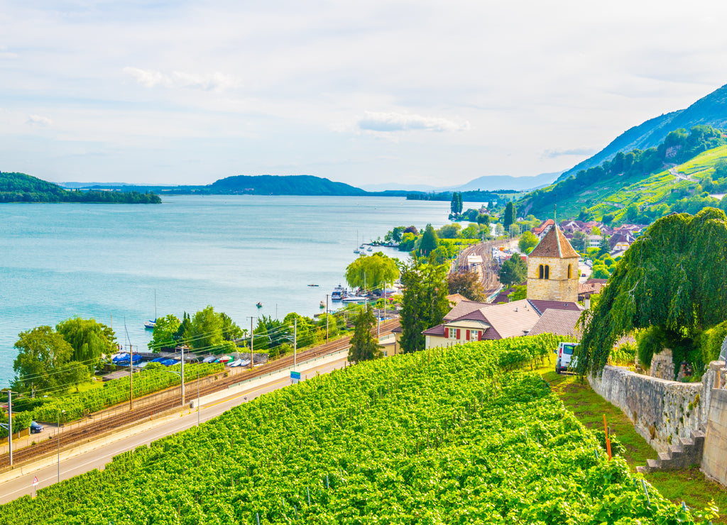 Twann-Tüscherz village situated on Bielersee near Biel/Bienne in Switzerland