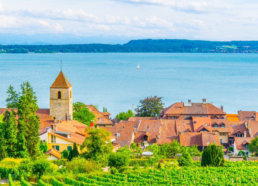 Twann-Tüscherz village situated on Bielersee near Biel/Bienne in Switzerland