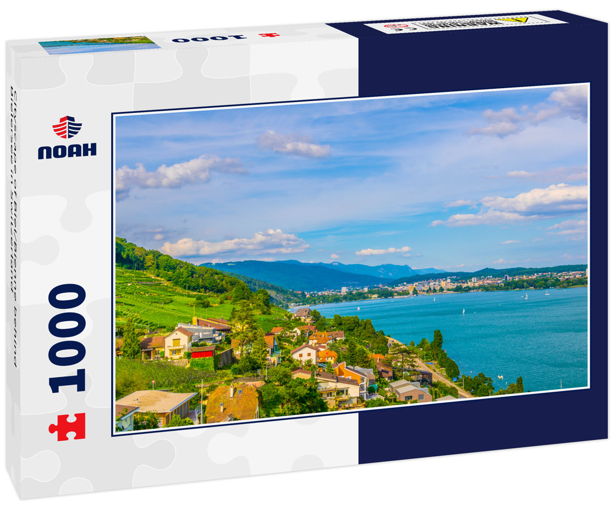 Cityscape of Biel/Bienne behind Bielersee in Switzerland