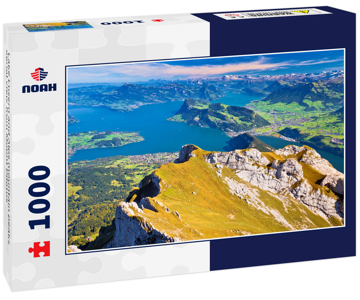 Lake Luzern and Alps mountain peaks aerial view from Mount Pilatus