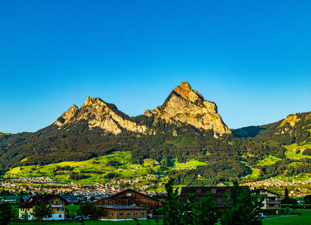 View on the Kleiner and Grosser Mythen - Swiss Schwyz Alps in Switzerland
