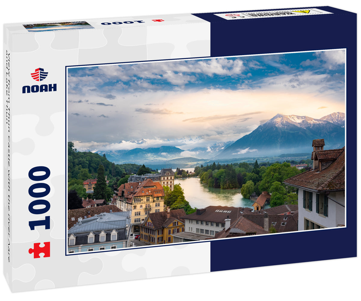 View from Thun Castle with the river Aare and Lake Thun