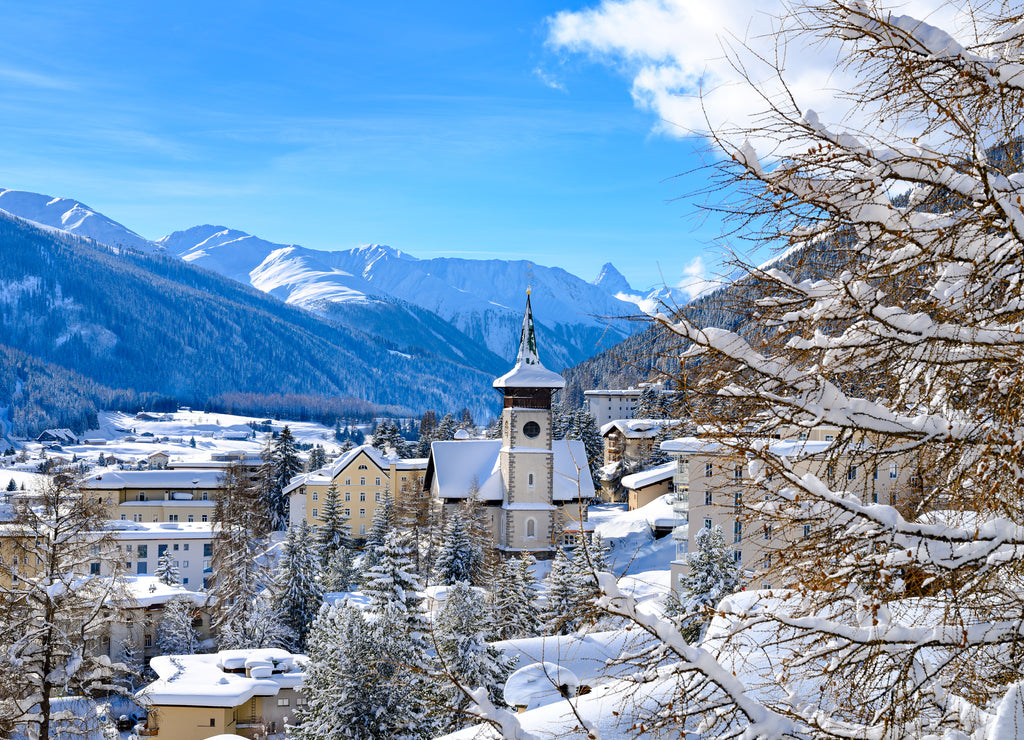 Landscape of winter resort Davos, Switzerland
