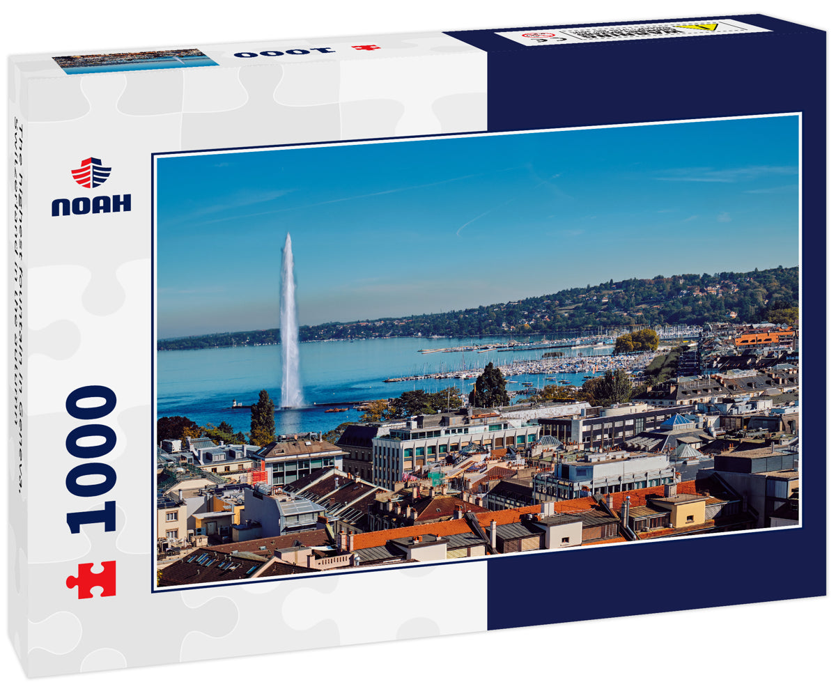 The highest fountain in Geneva, Switzerland in the autumn