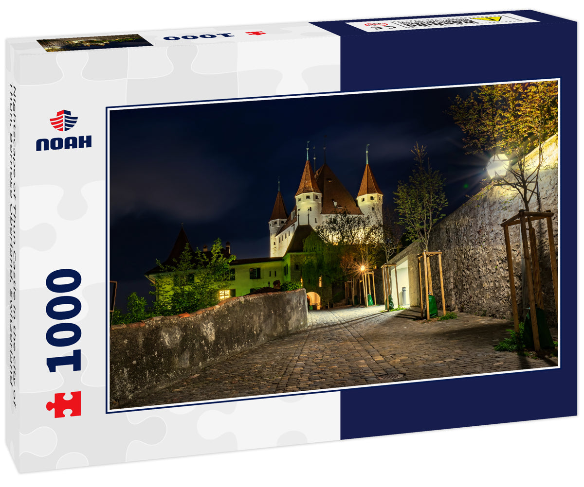 Nightscape of Thun Castle in the city of Thun, Bernese Oberland, Switzerland