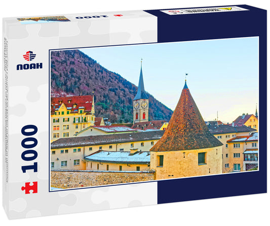 Tower and Church of St Martin in Chur in morning. Chur is the capital of canton Graubunden in Switzerland