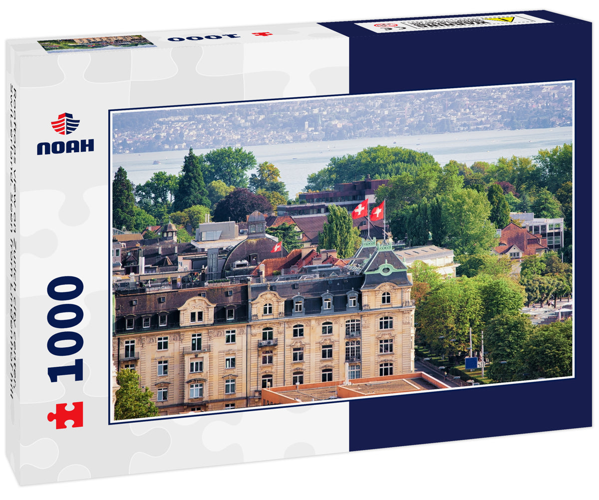 Rooftops view on Zurich city center, Switzerland. Seen from Lindenhof hill