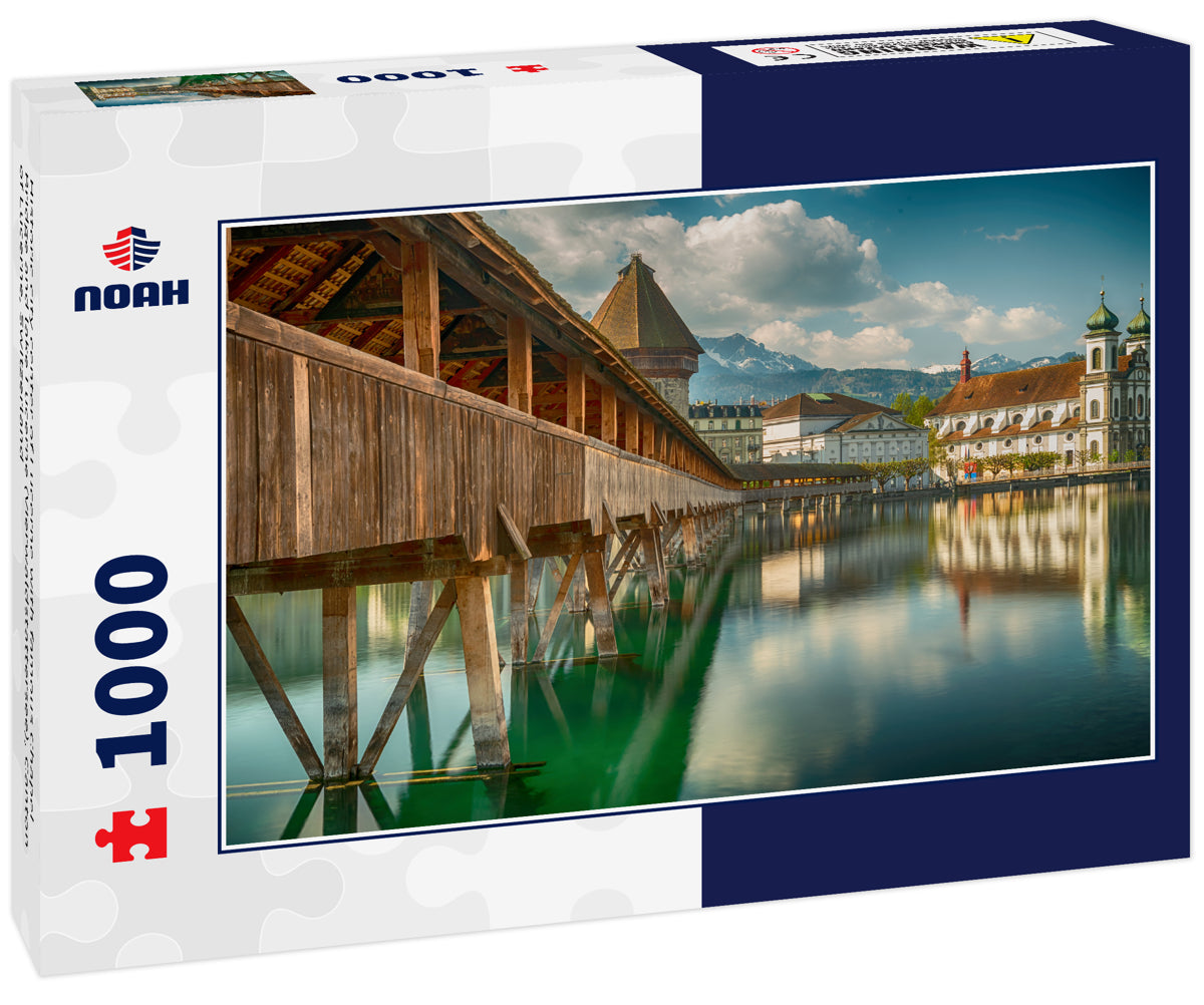 Historic city center of Lucerne with famous Chapel Bridge and lake Lucerne (Vierwaldstattersee), Canton of Lucerne, Switzerland