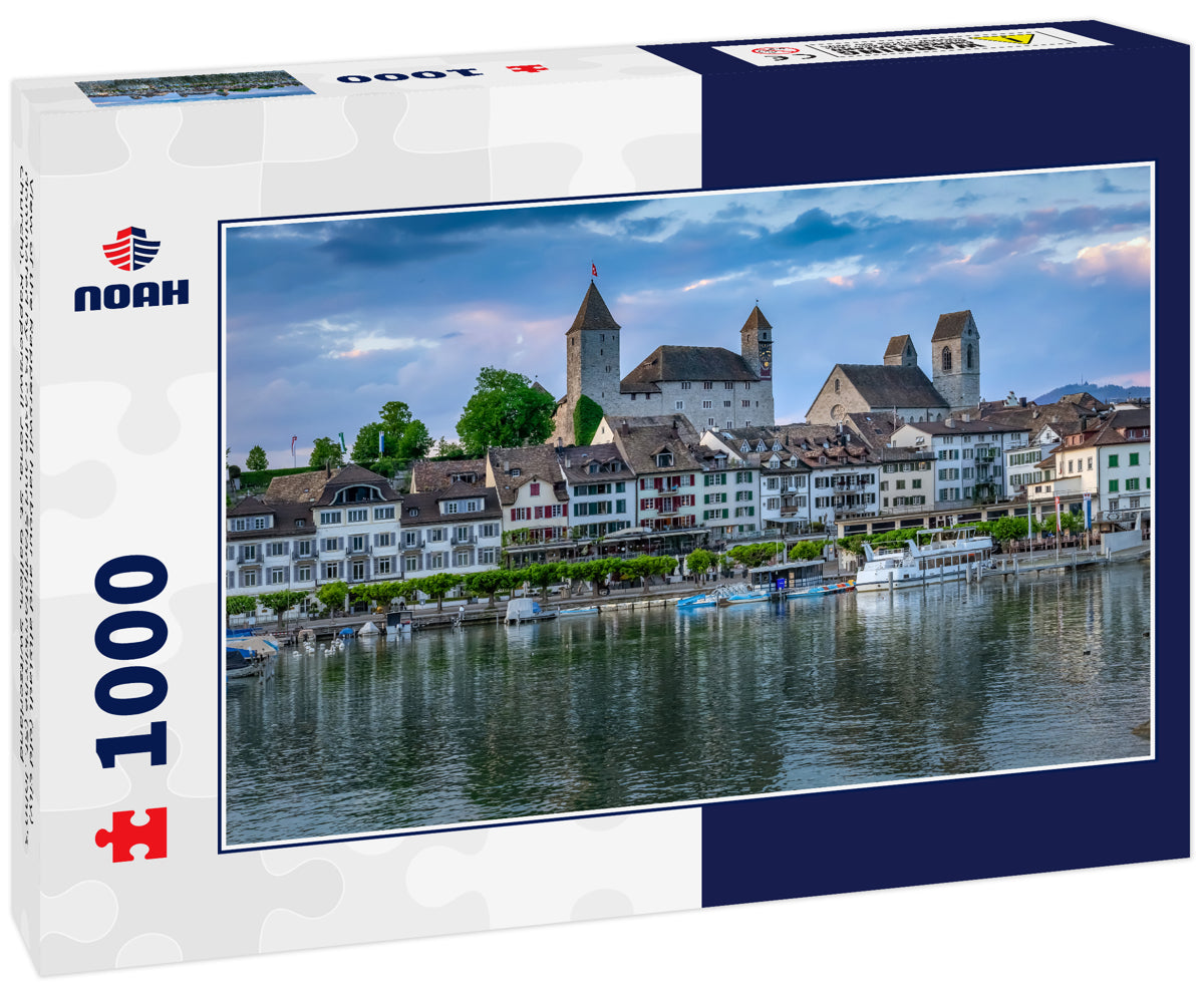 View of the Rapperswil harbour and altstadt (old city) dominated by its castle and Stadtpfarrkirche (St. John's Church), Rapperswil-Jona, St. Gallen, Switzerland