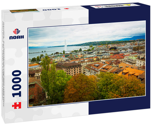 Geneva, Switzerland: city and lake view seen from St. Peter's Cathedral tower