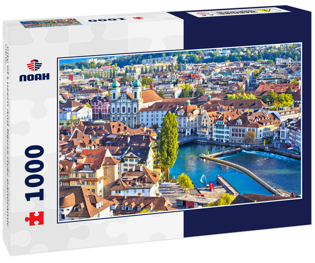 City of Luzern and Reuss river panoramic view