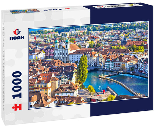 City of Luzern and Reuss river panoramic view