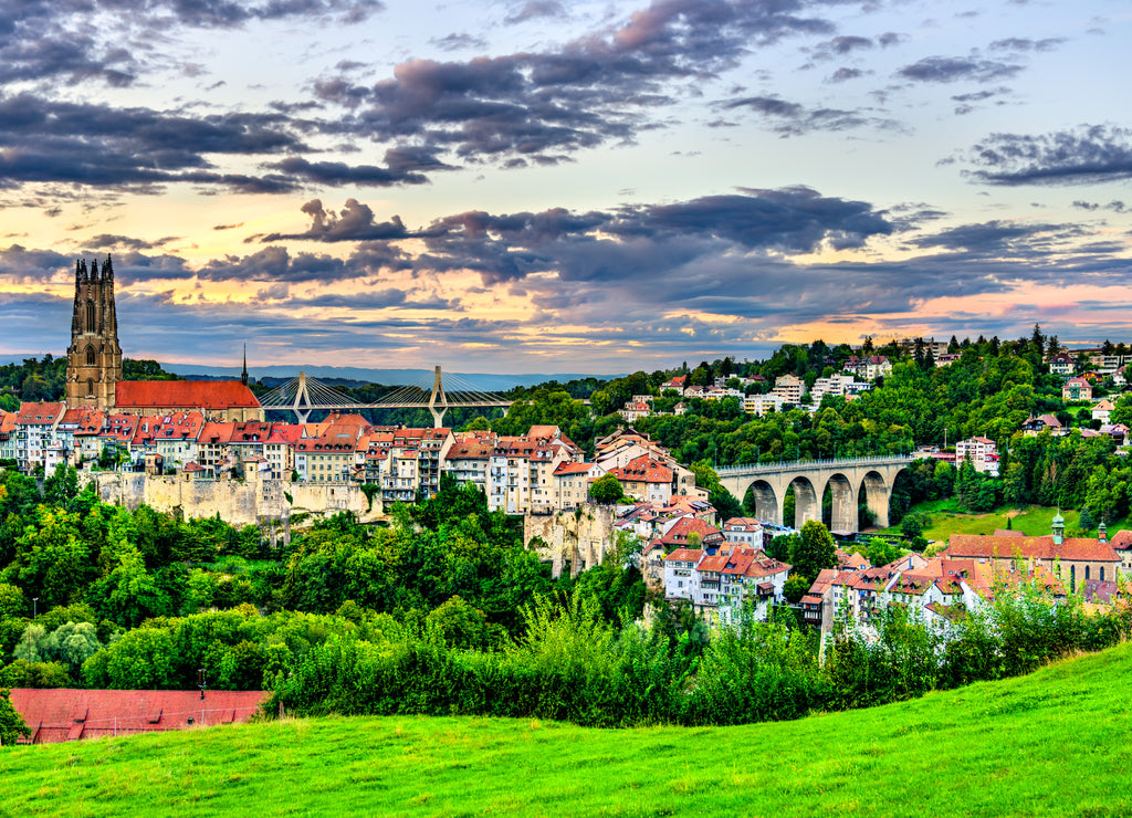 Cityscape of Fribourg in Switzerland