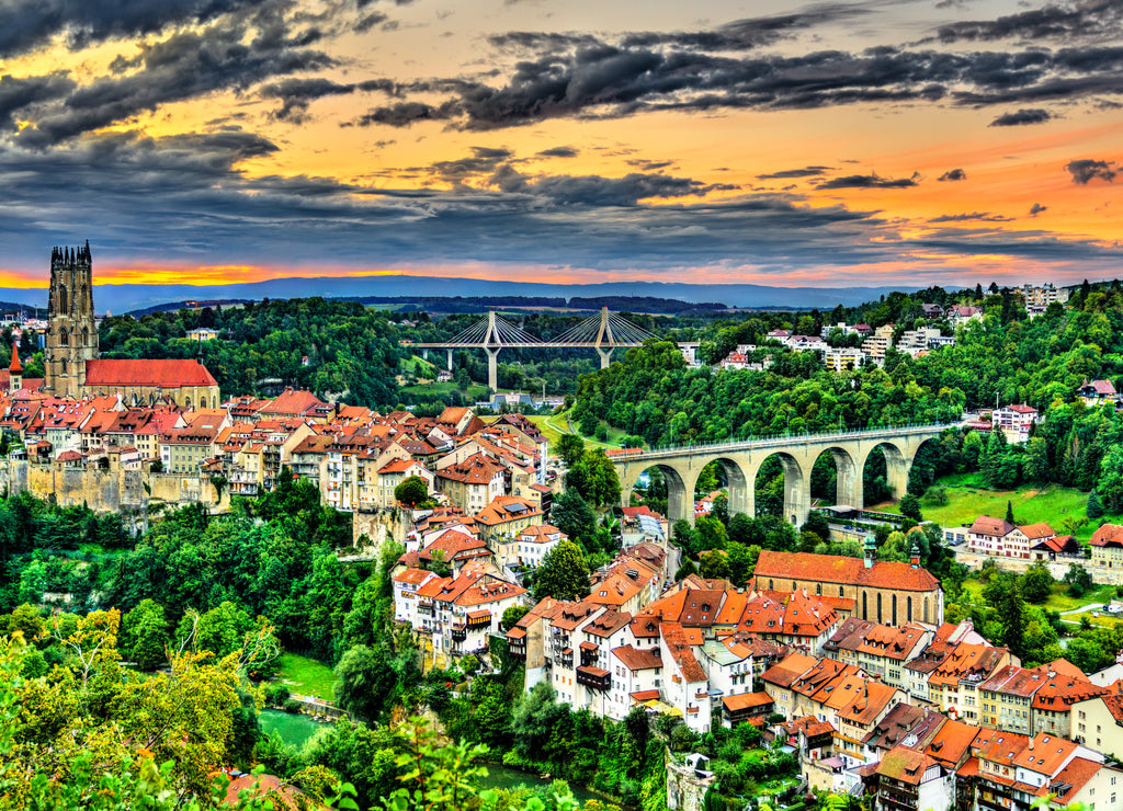 Cityscape of Fribourg in Switzerland