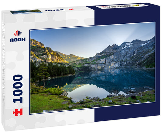 Lake Oeschinensee in the morning during sunrise in Switzerland