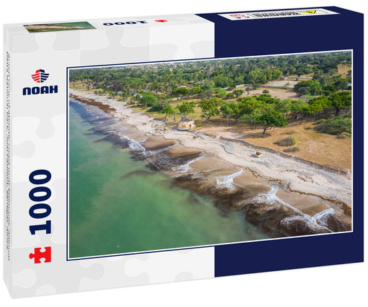 Aerial view of Atlantic coast near Palmarin. Saloum Delta National Park, Joal Fadiout, Senegal. Africa