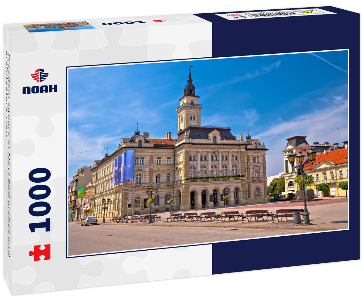 Freedom square in Novi Sad arches and architecture view